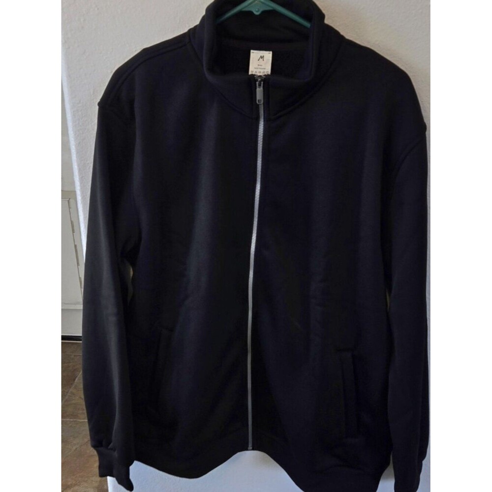 The Gym People Men’s Medium Black Full Zip Fleece Jacket Mock Neck Pockets